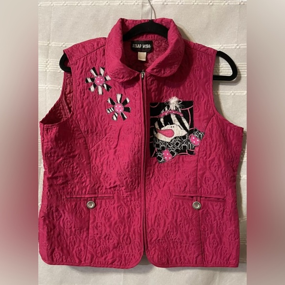 Scrap Work Women’s Winter Christmas Vest Pink Size Medium EUC - Picture 3 of 3